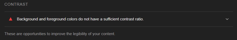 Screenshot of a Lighthouse audit Accessiblity contrast issue
